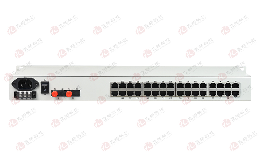 飛暢科技-32路電話+8E1+8FE物理隔離（1+1光備份，19英寸）電話光端機(jī)